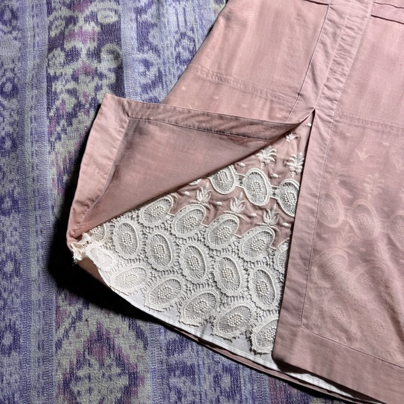 Anna Molinari Womens Mini Dress Ruffle Pleated Short Sleeve Lace Lined in Peach - Picture 9 of 16